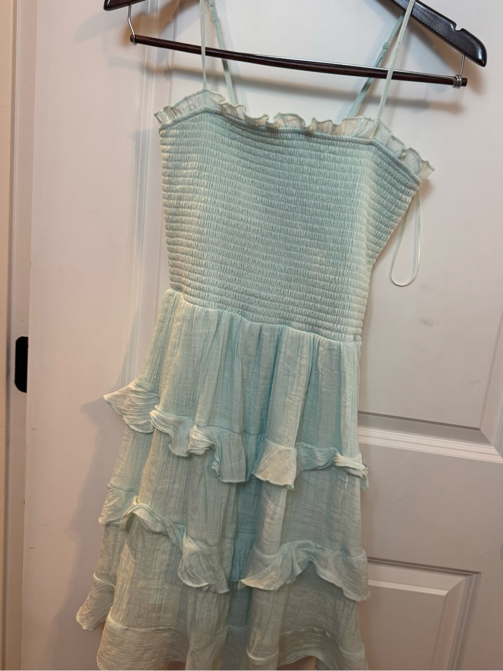 Francesca's Collections Light Blue Ruffle Tiered Mini Dress